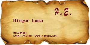 Hinger Emma névjegykártya
